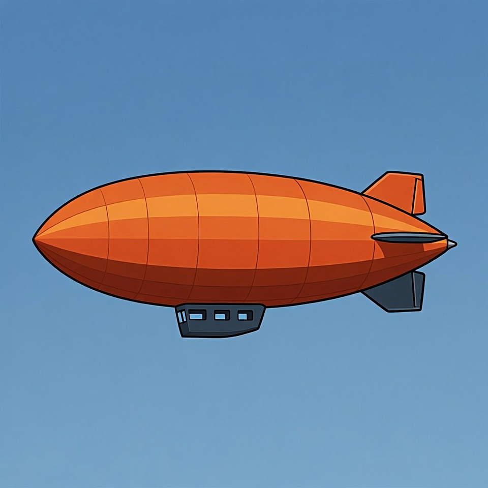 Orange Zeppelin Flying in Sky Orange Zeppelin Flying in Sky