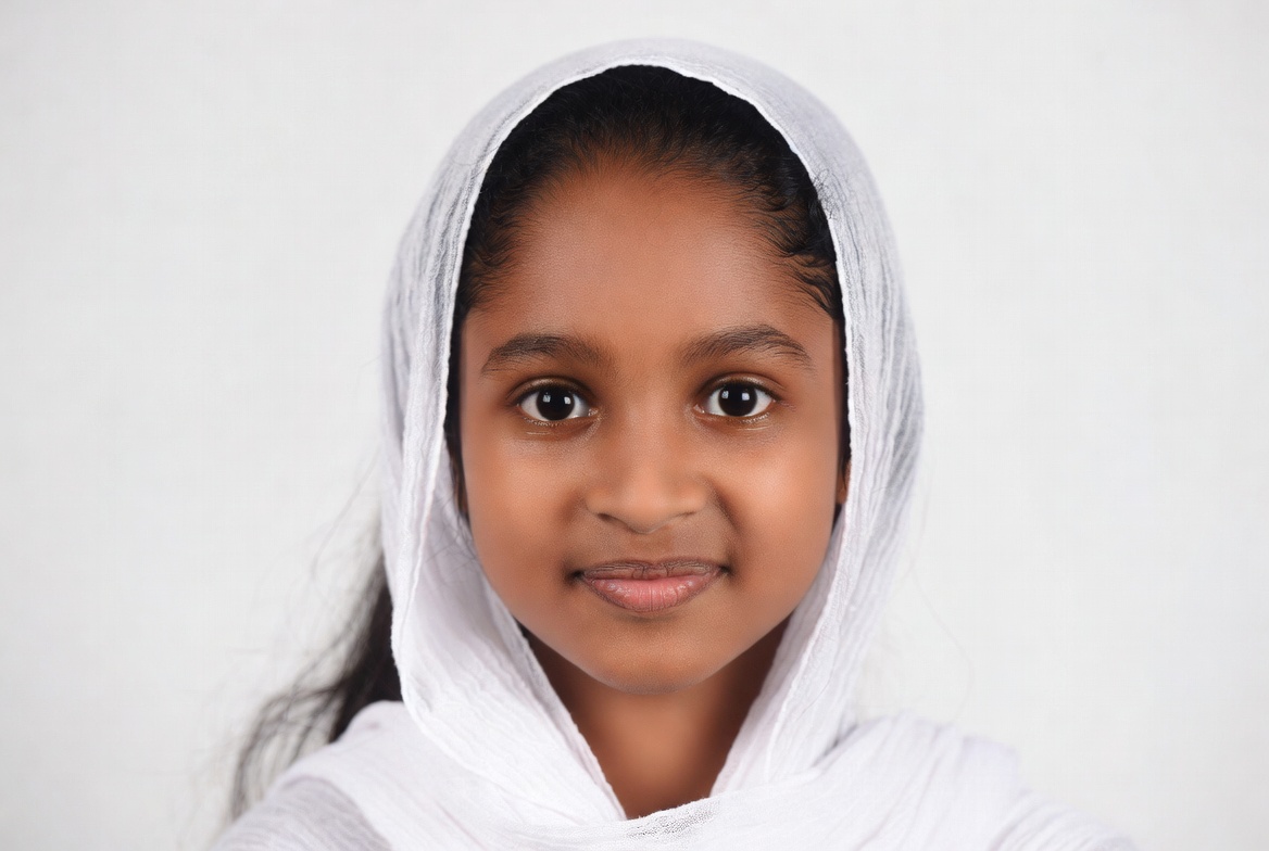 Young Indian girl wearing white hijab Young Indian girl wearing white hijab