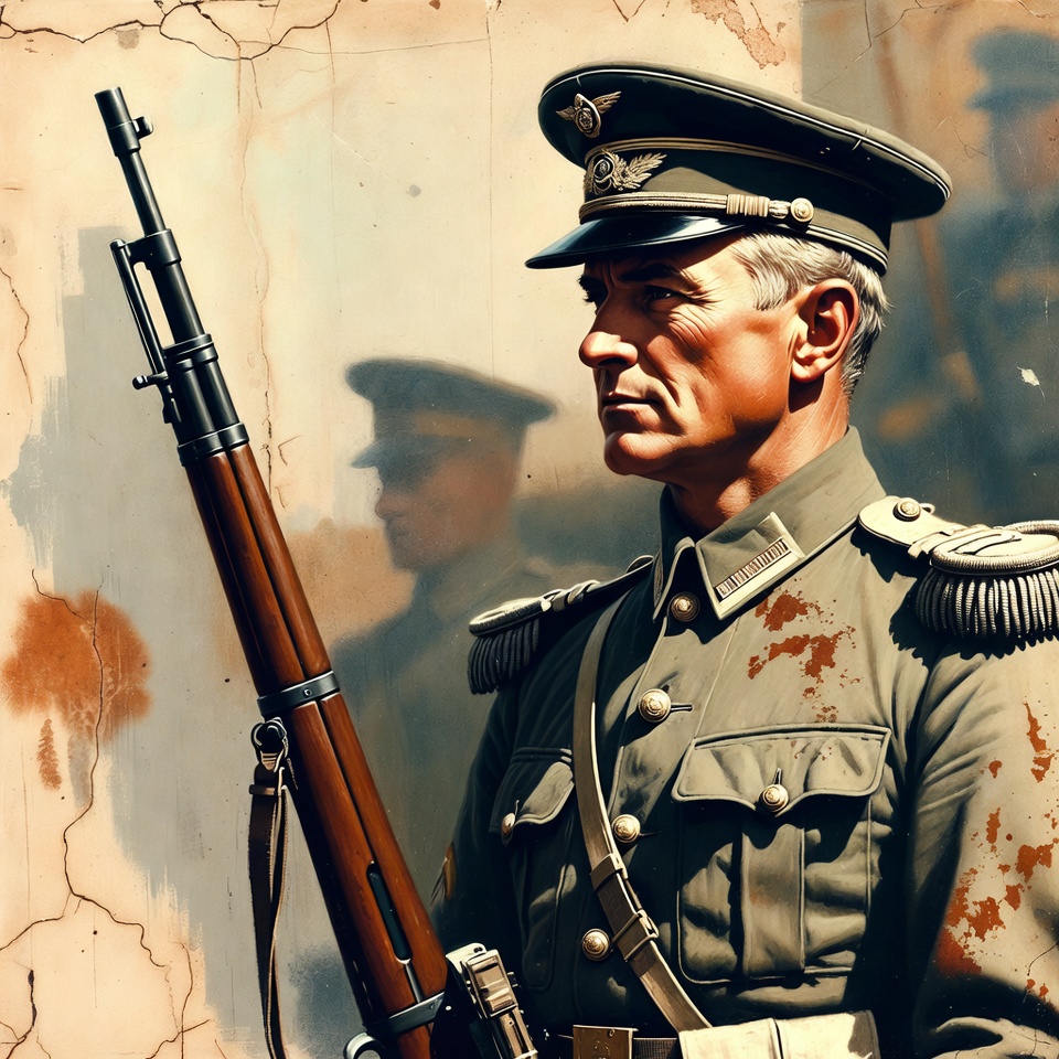 German Soldier Holding Rifle German Soldier Holding Rifle