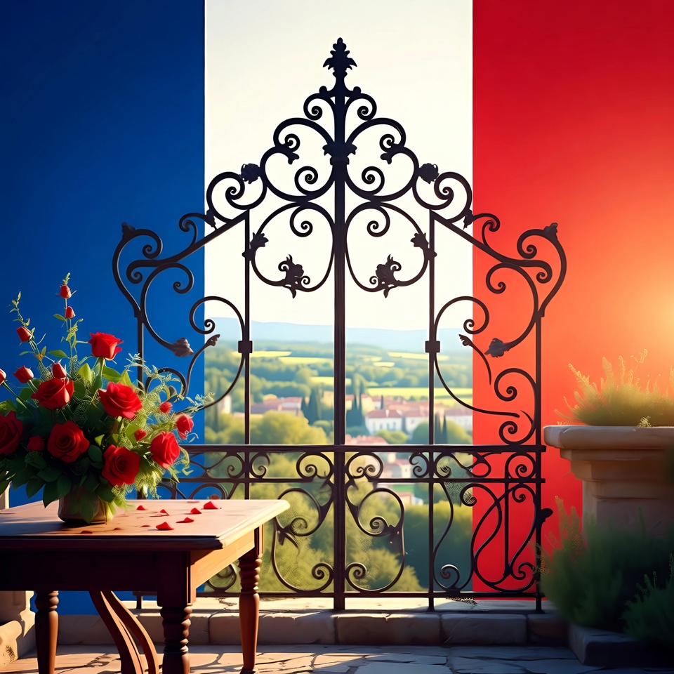 French Flag Iron Gate Sunset View French Flag Iron Gate Sunset View