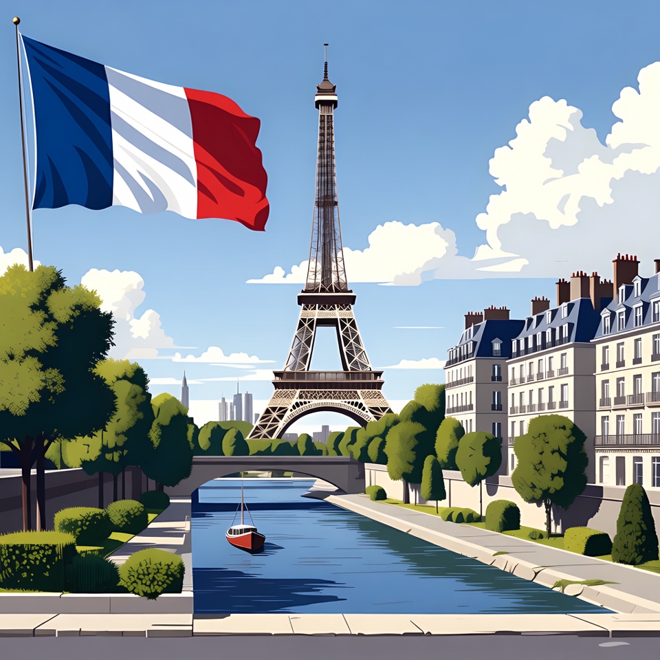 Eiffel Tower with French Flag Eiffel Tower with French Flag