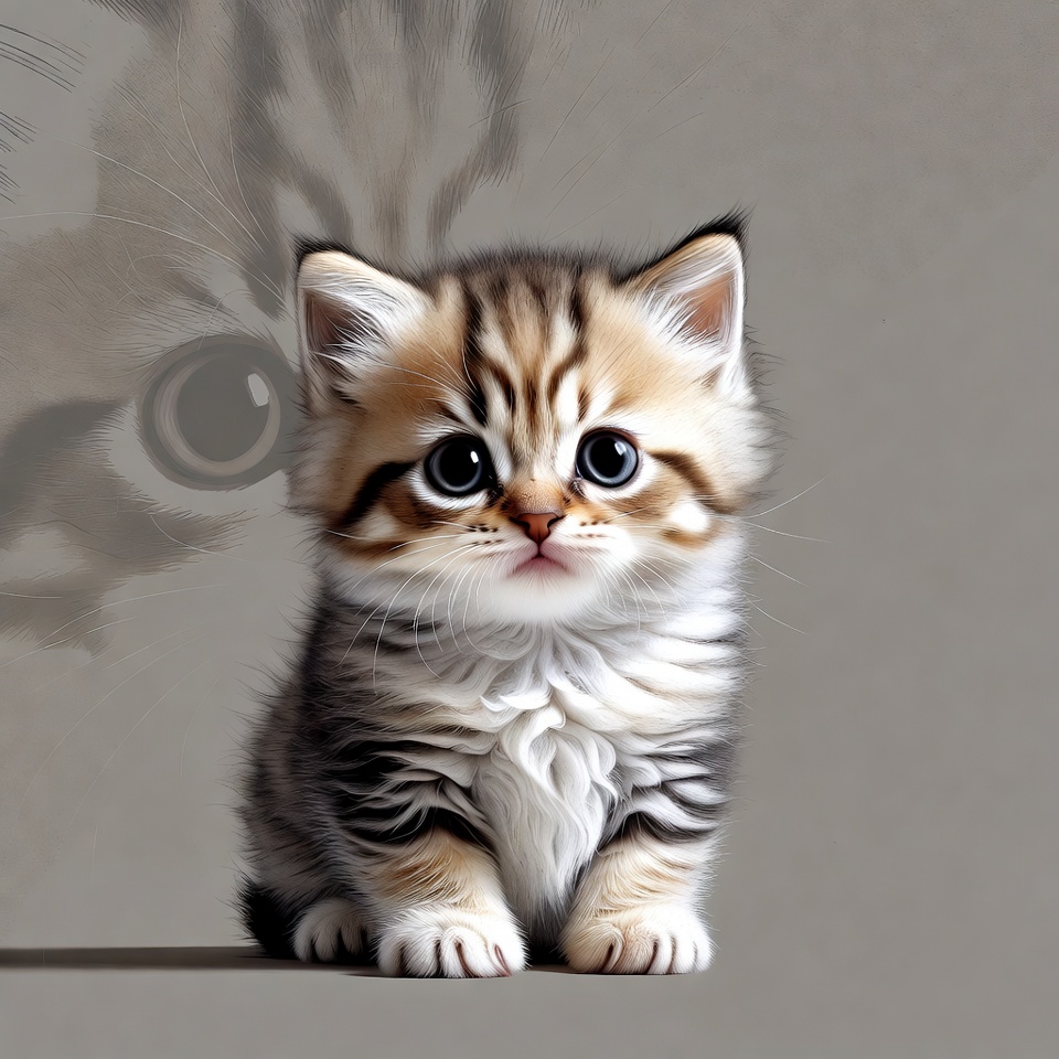 Cute tabby kitten with shadow Cute tabby kitten with shadow