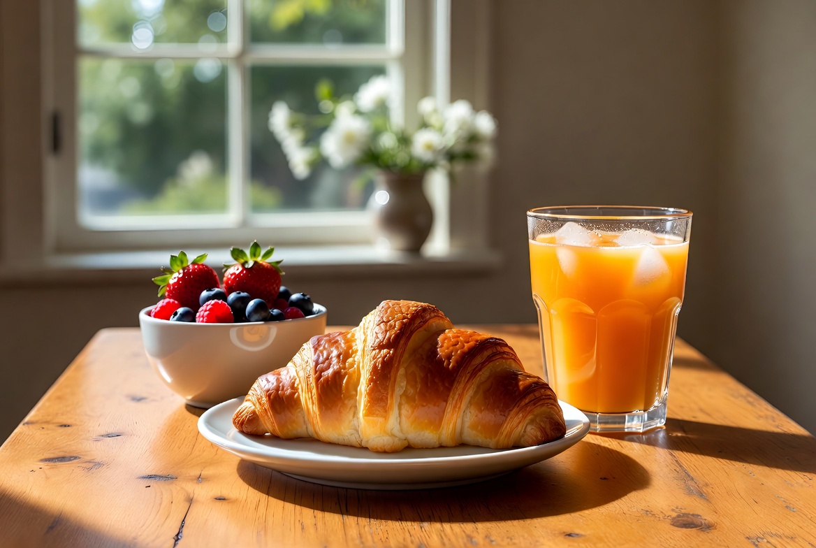 Croissant with Berries and Orange Juice Croissant with Berries and Orange Juice
