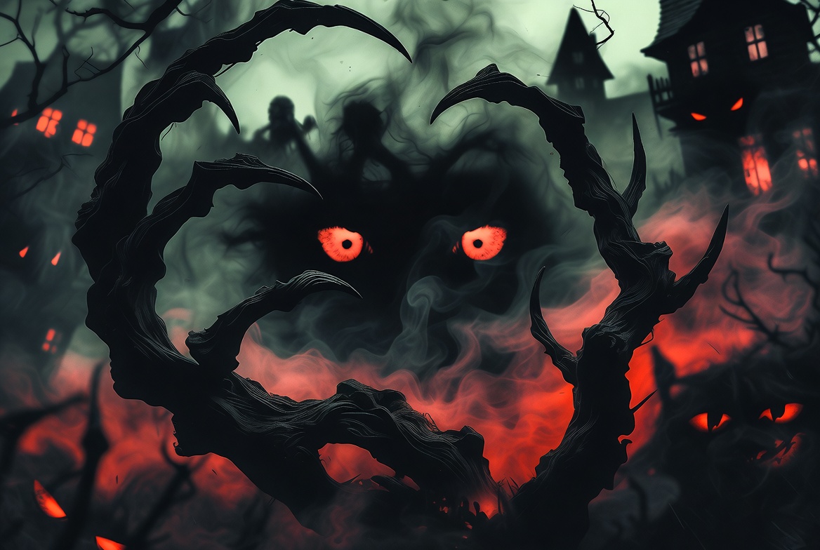 Glowing Red Eyes in Haunted Forest Glowing Red Eyes in Haunted Forest