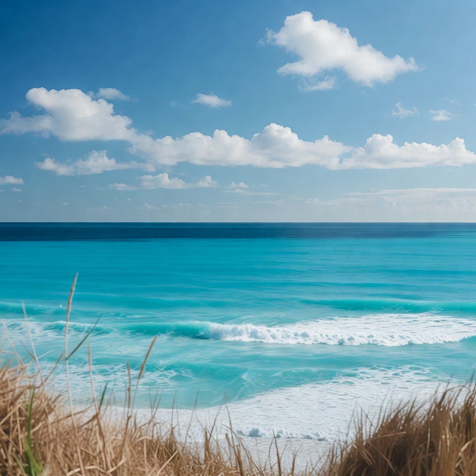 Turquoise Ocean Waves and Seagrass Turquoise Ocean Waves and Seagrass