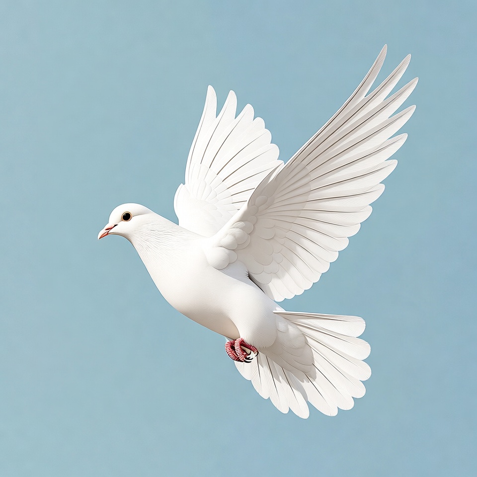 White Dove Flying in Sky White Dove Flying in Sky