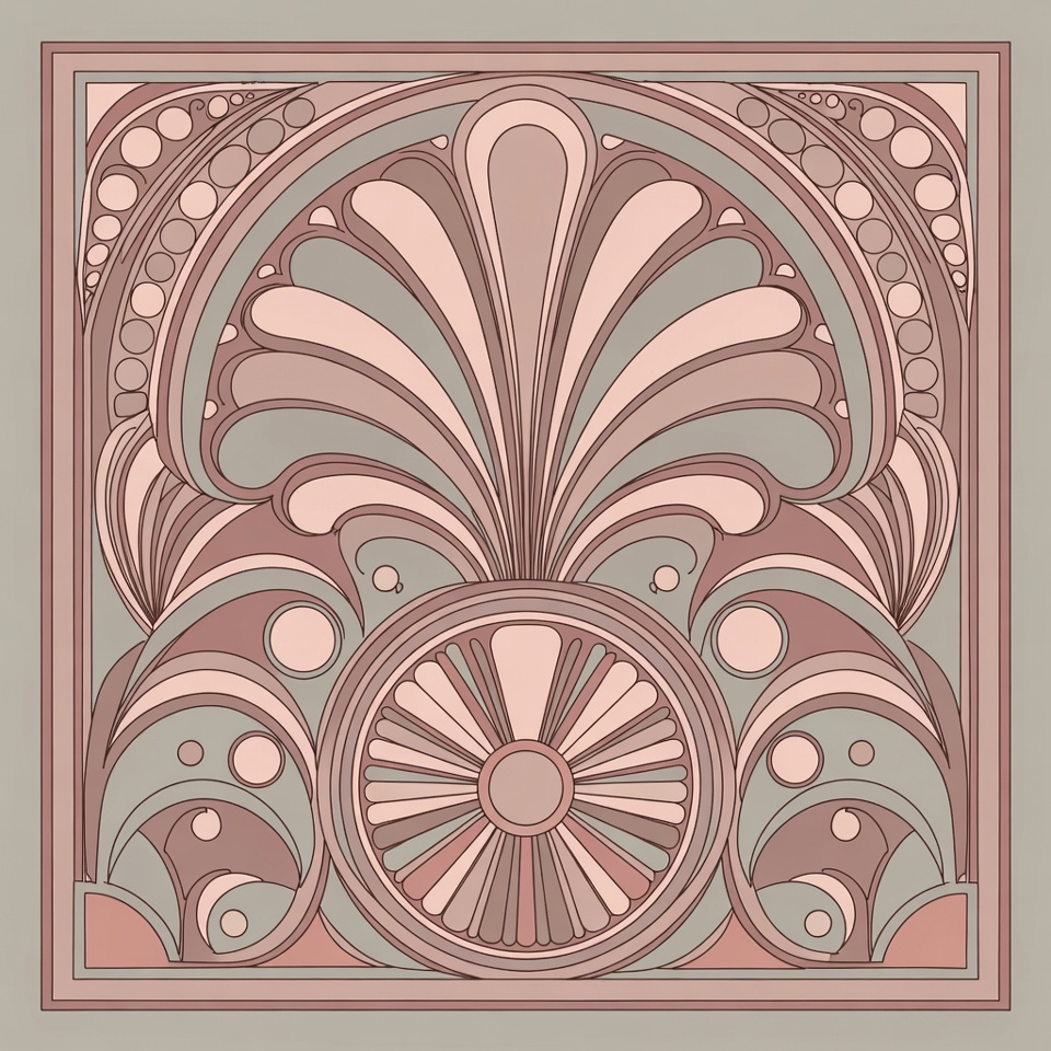 Art Nouveau Pink Fan Design Art Nouveau Pink Fan Design