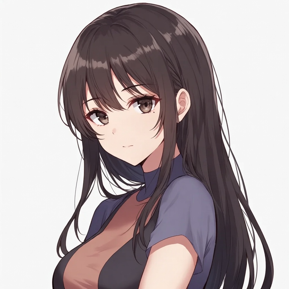 Anime girl with long black hair Anime girl with long black hair