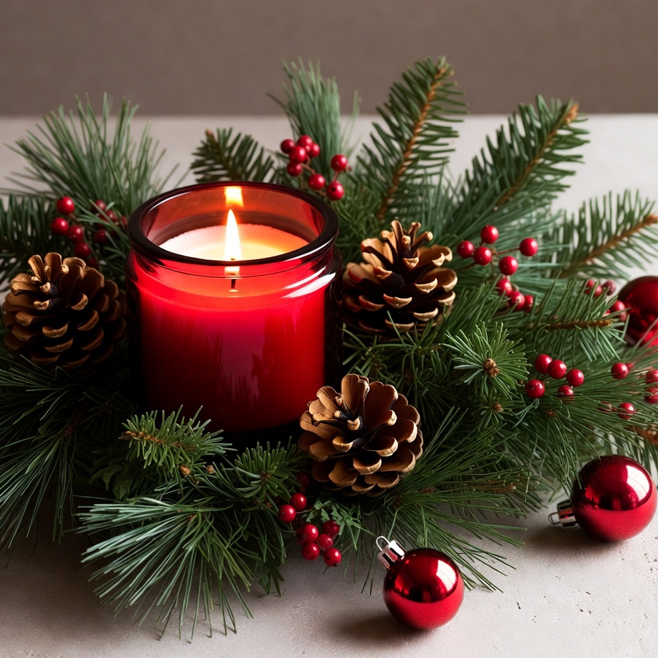 Red Candle Christmas Wreath Red Candle Christmas Wreath