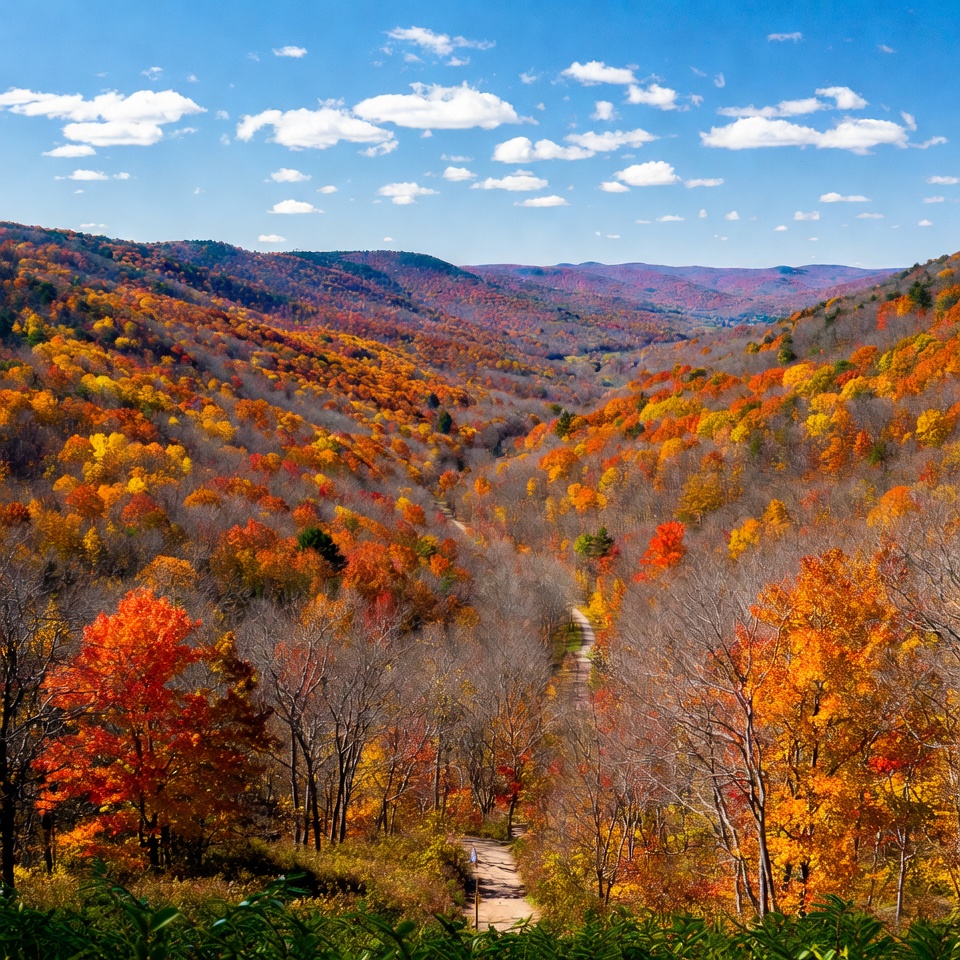 Autumn Forest Path in Mountains Autumn Forest Path in Mountains