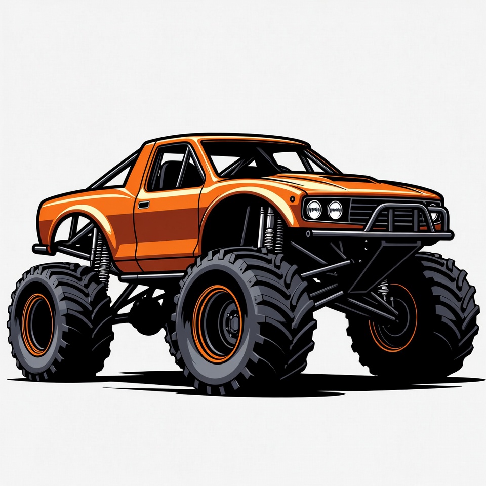 Orange Monster Truck Illustration Orange Monster Truck Illustration