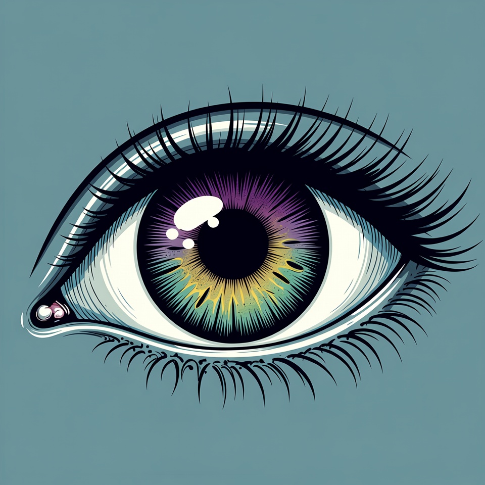 Colorful Eye Illustration with Long Lashes Colorful Eye Illustration with Long Lashes