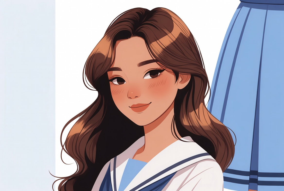 Anime girl in sailor school uniform Anime girl in sailor school uniform