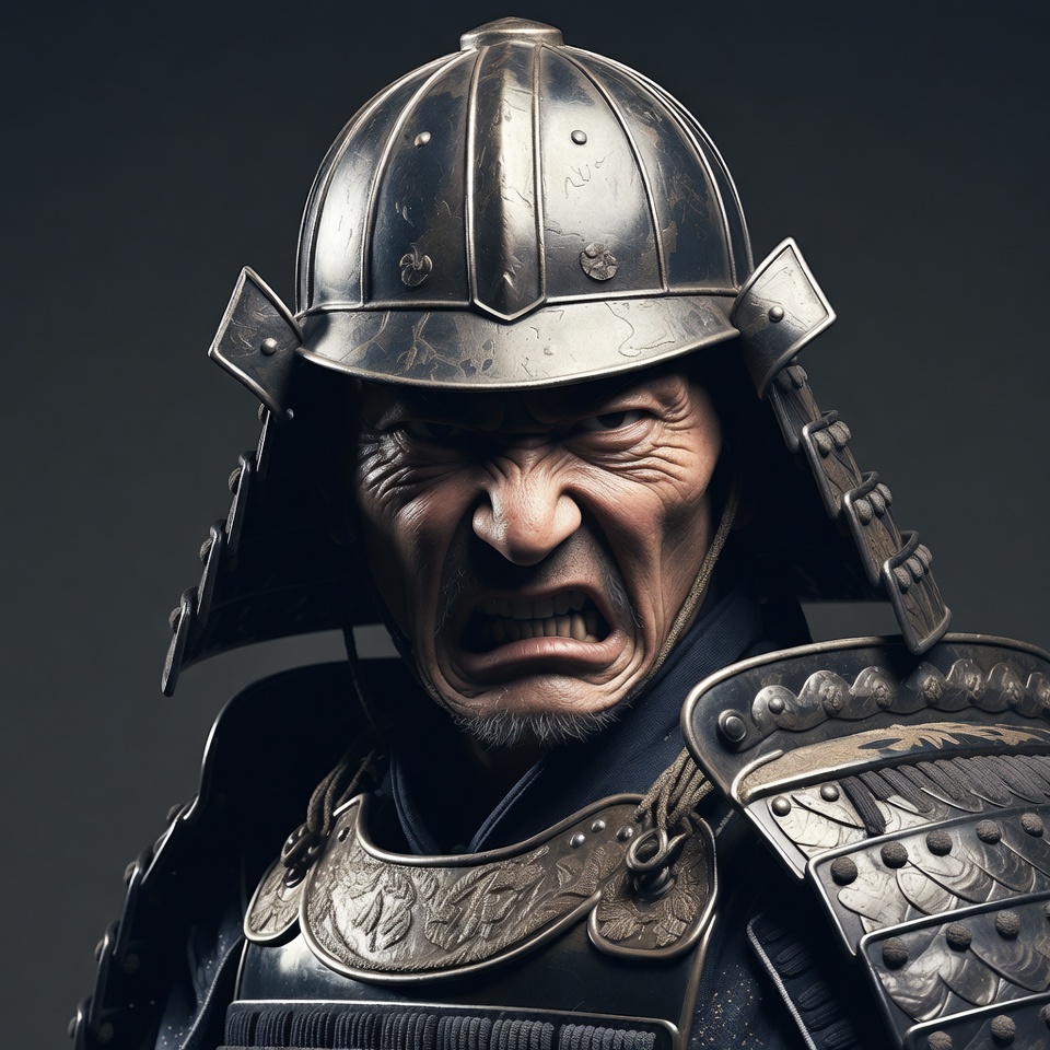 Angry Samurai Warrior in Armor Angry Samurai Warrior in Armor
