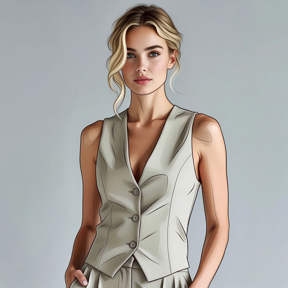 Blonde woman in white sleeveless vest Blonde woman in white sleeveless vest