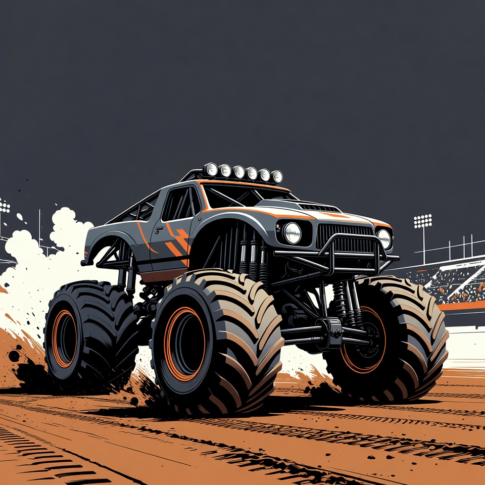 Monster Truck Racing on Dirt Track Monster Truck Racing on Dirt Track