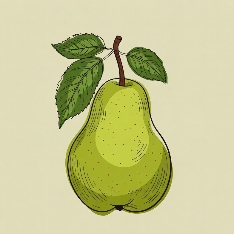 Green pear with leaves Green pear with leaves