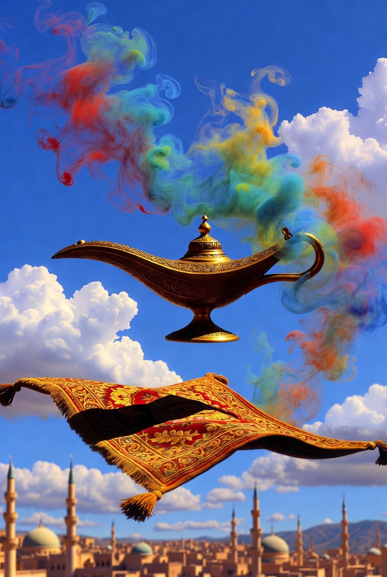 Genie Lamp Flying Carpet Clouds Genie Lamp Flying Carpet Clouds