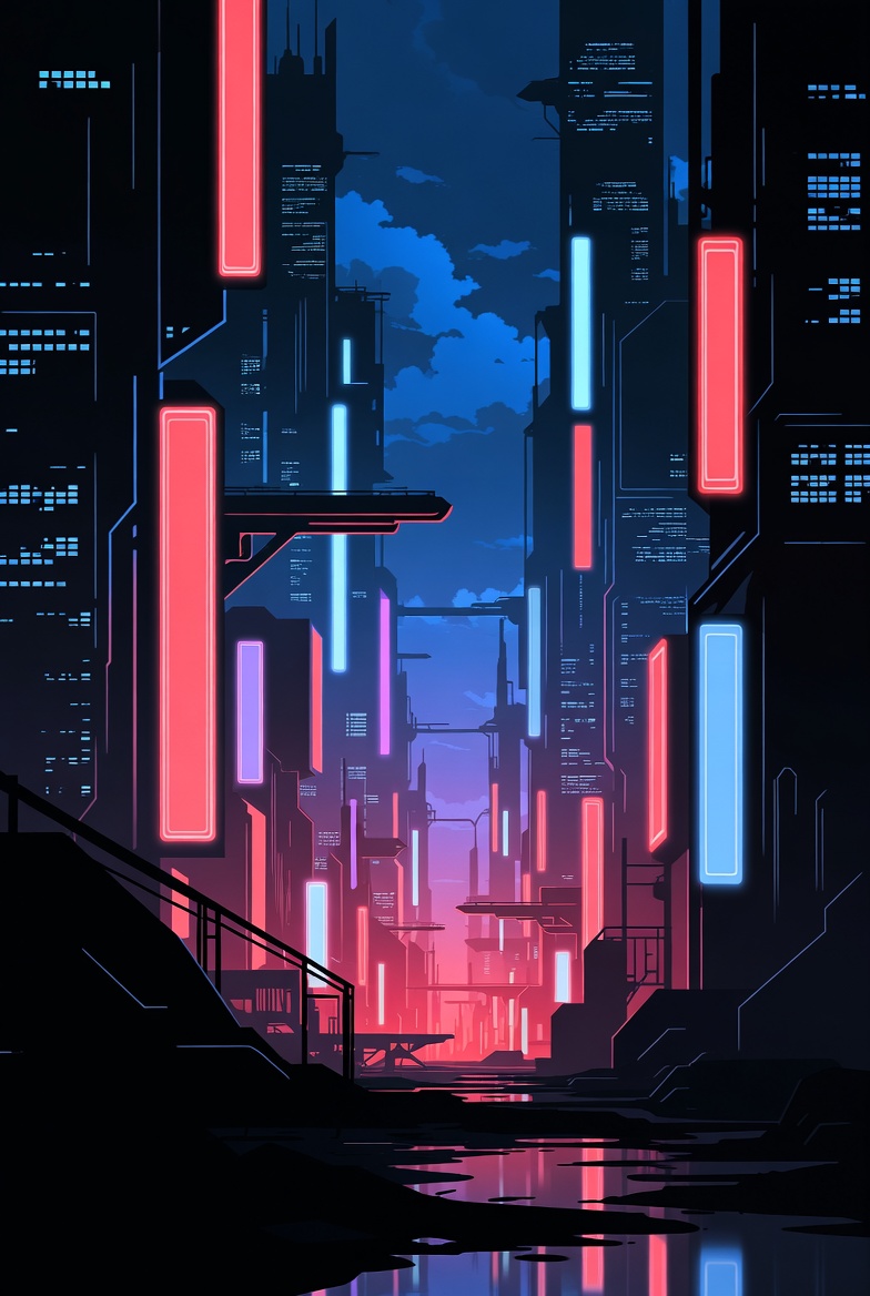 Neon Cyberpunk City Street at Night Neon Cyberpunk City Street at Night