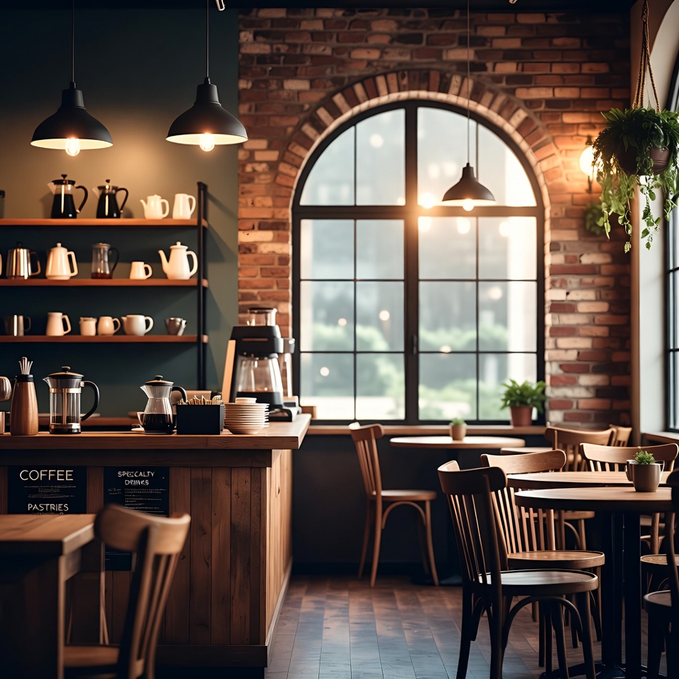 Cozy Brick Wall Coffee Shop Interior Cozy Brick Wall Coffee Shop Interior