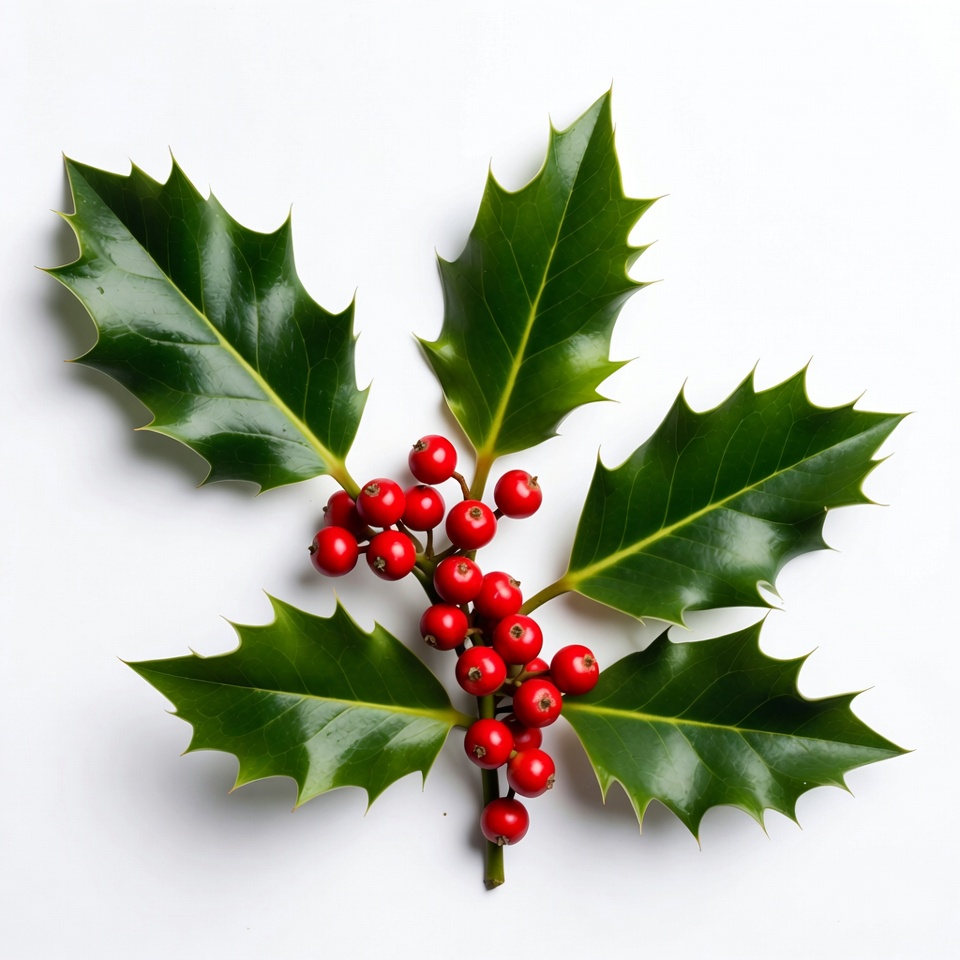Holly Leaves with Red Berries Holly Leaves with Red Berries
