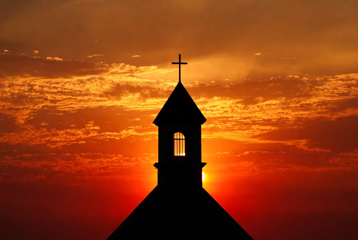 Church Steeple Silhouette at Sunset Church Steeple Silhouette at Sunset