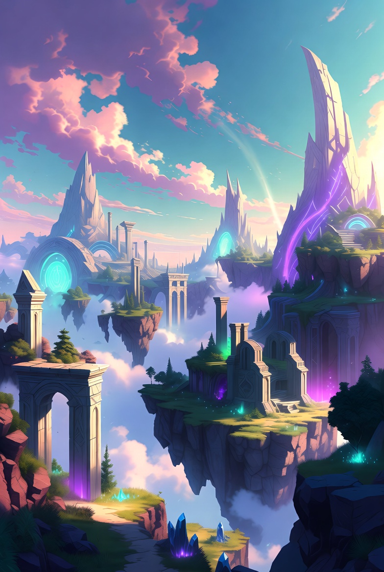 Floating Crystal Islands Landscape Floating Crystal Islands Landscape