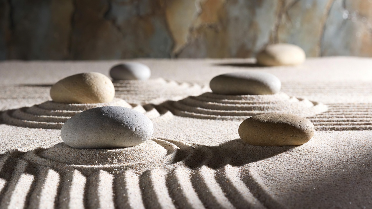 Zen Garden with Stones and Ripples Zen Garden with Stones and Ripples