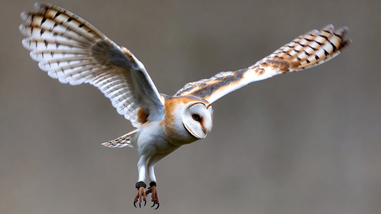 Barn Owl Flying with Wings Spread Barn Owl Flying with Wings Spread