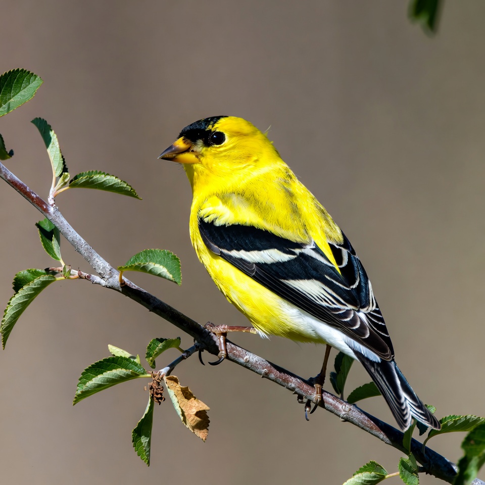 American Goldfinch on branch American Goldfinch on branch