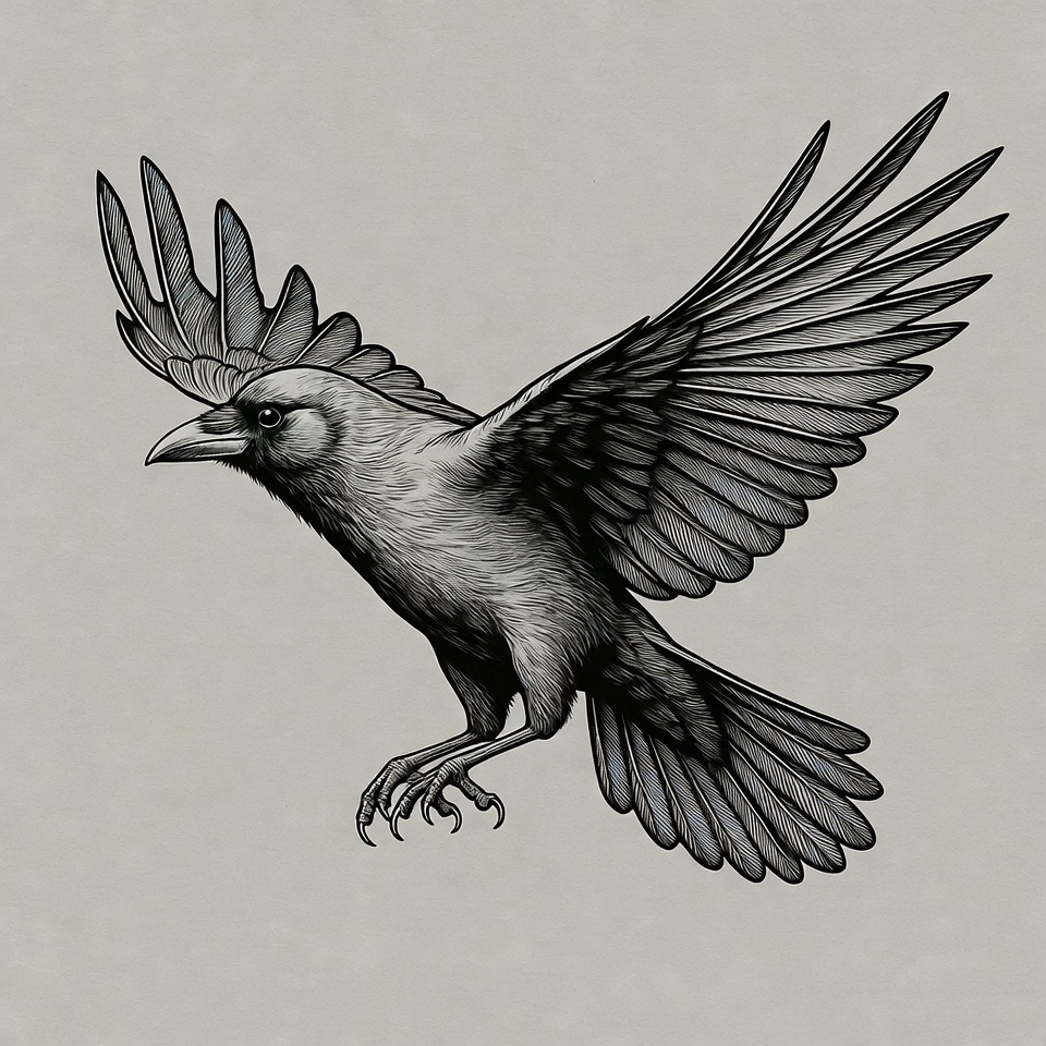 Flying Crow Illustration Flying Crow Illustration