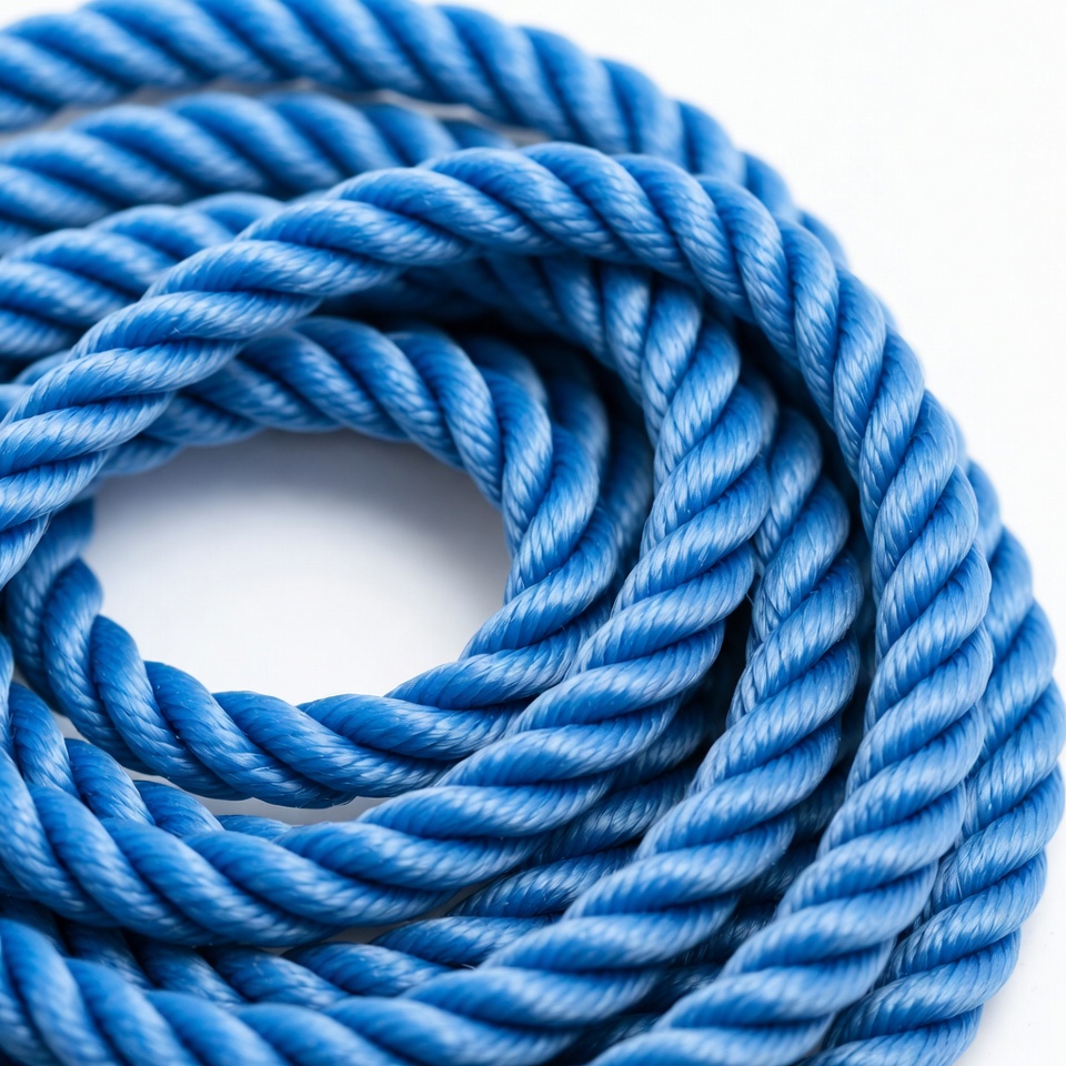 Blue rope coiled on white background Blue rope coiled on white background