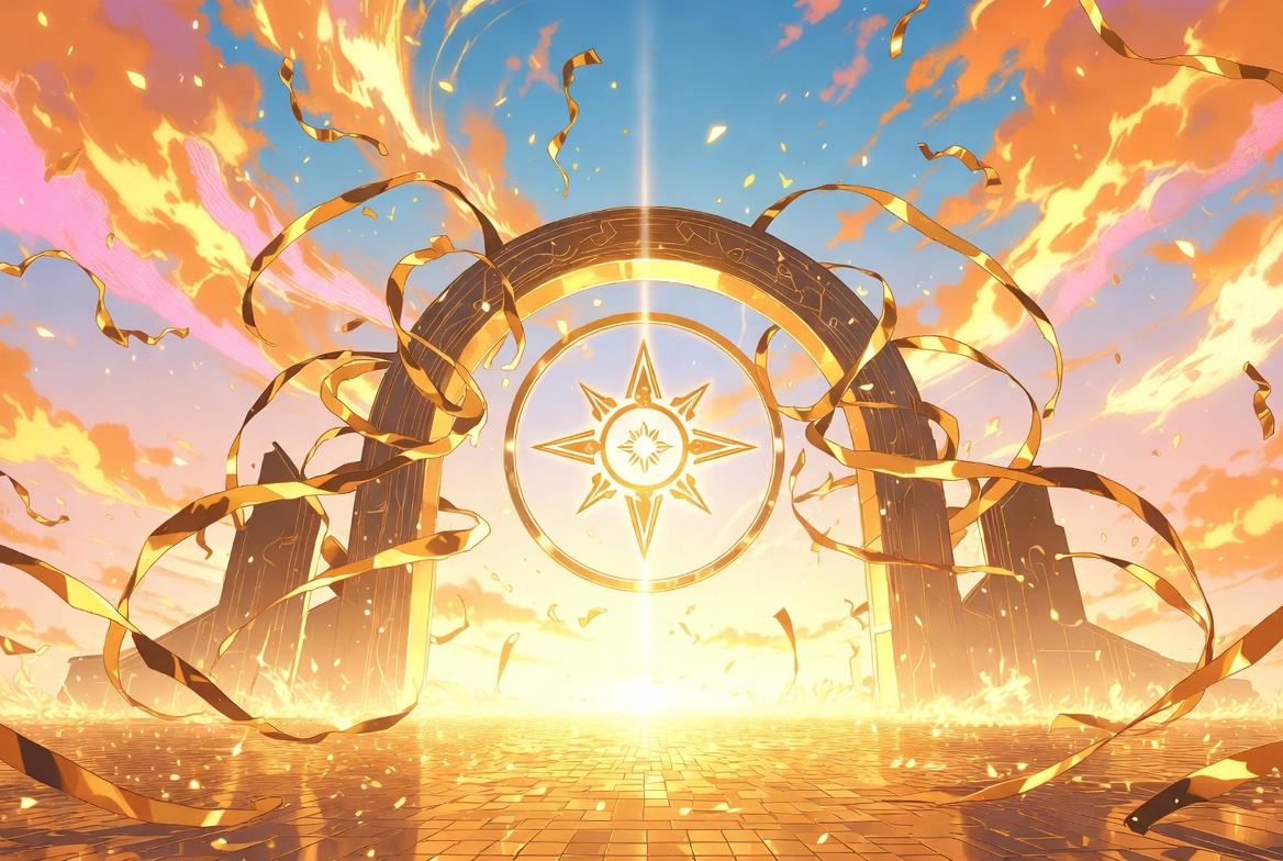 Golden Sunlit Archway with Ribbons Golden Sunlit Archway with Ribbons