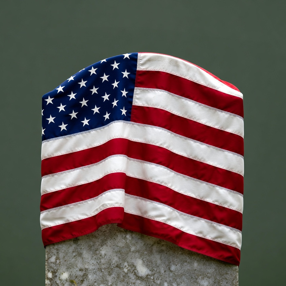 American Flag Draped on Gravestone American Flag Draped on Gravestone