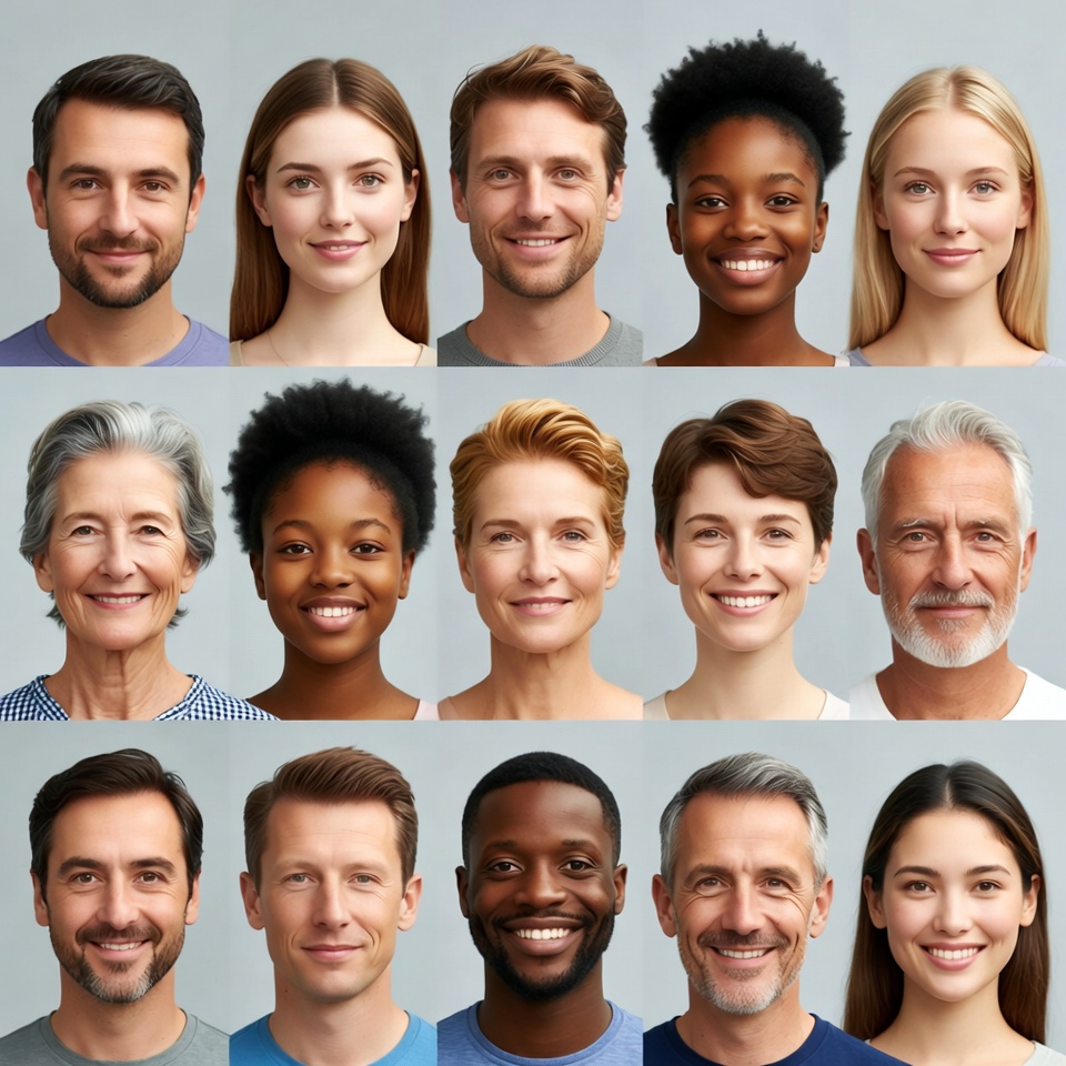 Diverse Group of Smiling People Portraits Diverse Group of Smiling People Portraits