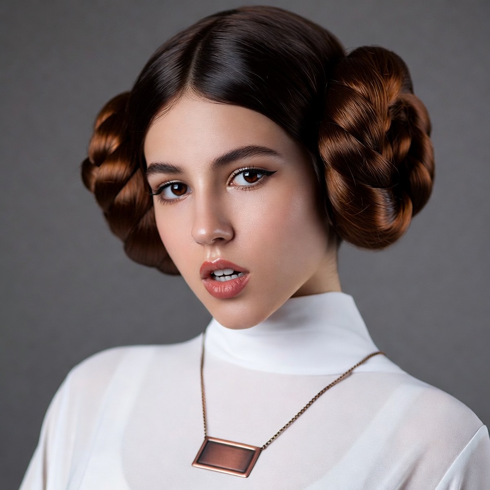 Woman with Princess Leia Buns Woman with Princess Leia Buns