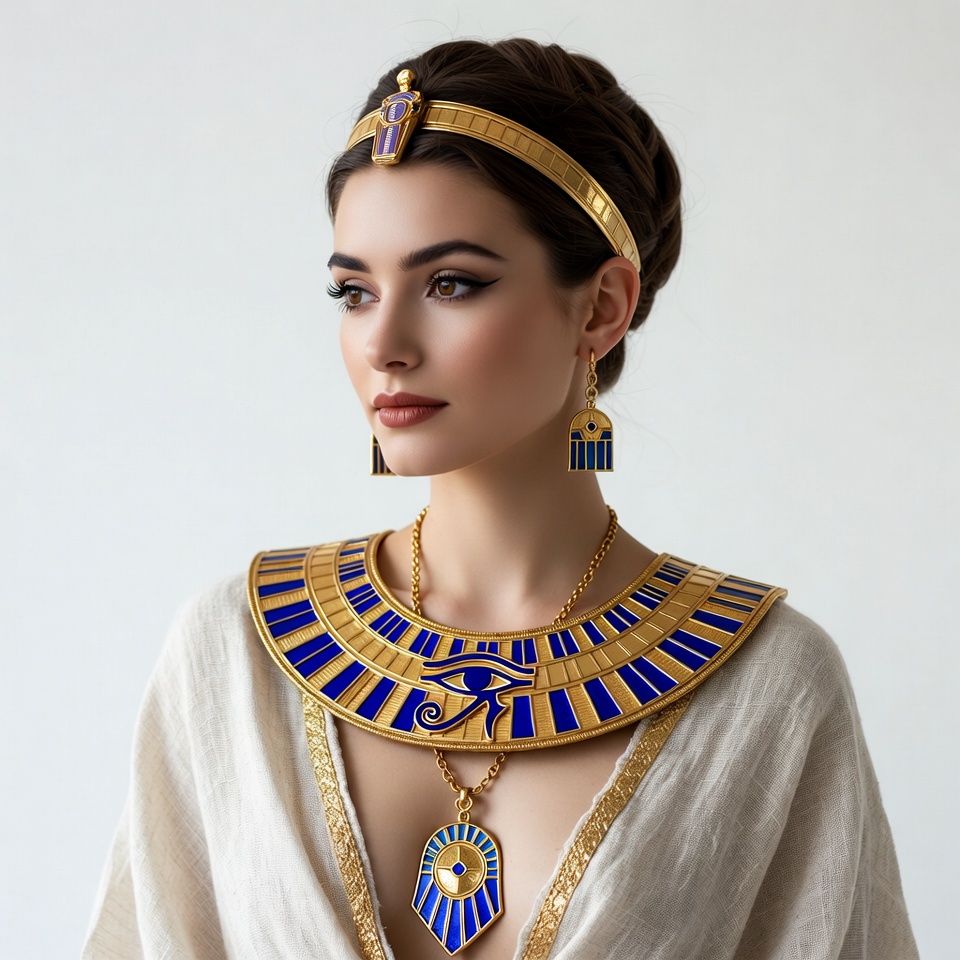 Beautiful Egyptian woman in pharaoh jewelry Beautiful Egyptian woman in pharaoh jewelry