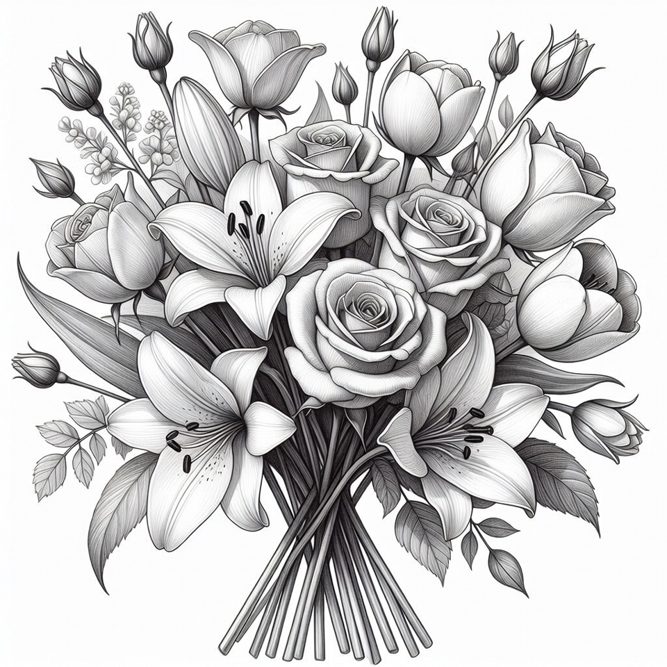 Bouquet of Roses and Lilies Bouquet of Roses and Lilies