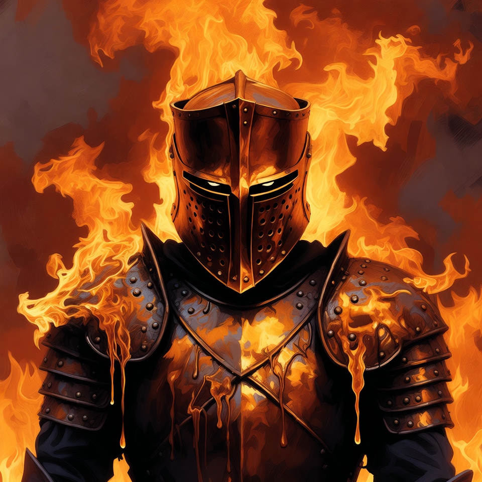 Fiery Knight in Glowing Armor Fiery Knight in Glowing Armor
