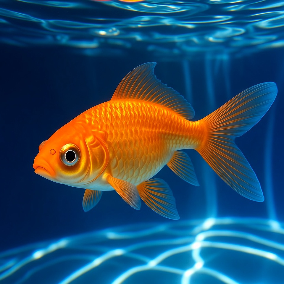 Orange Goldfish Swimming Underwater Orange Goldfish Swimming Underwater