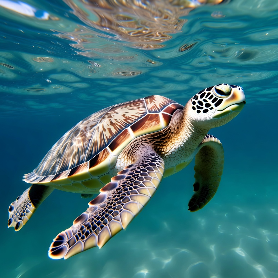 Baby Sea Turtle Swimming Underwater Baby Sea Turtle Swimming Underwater