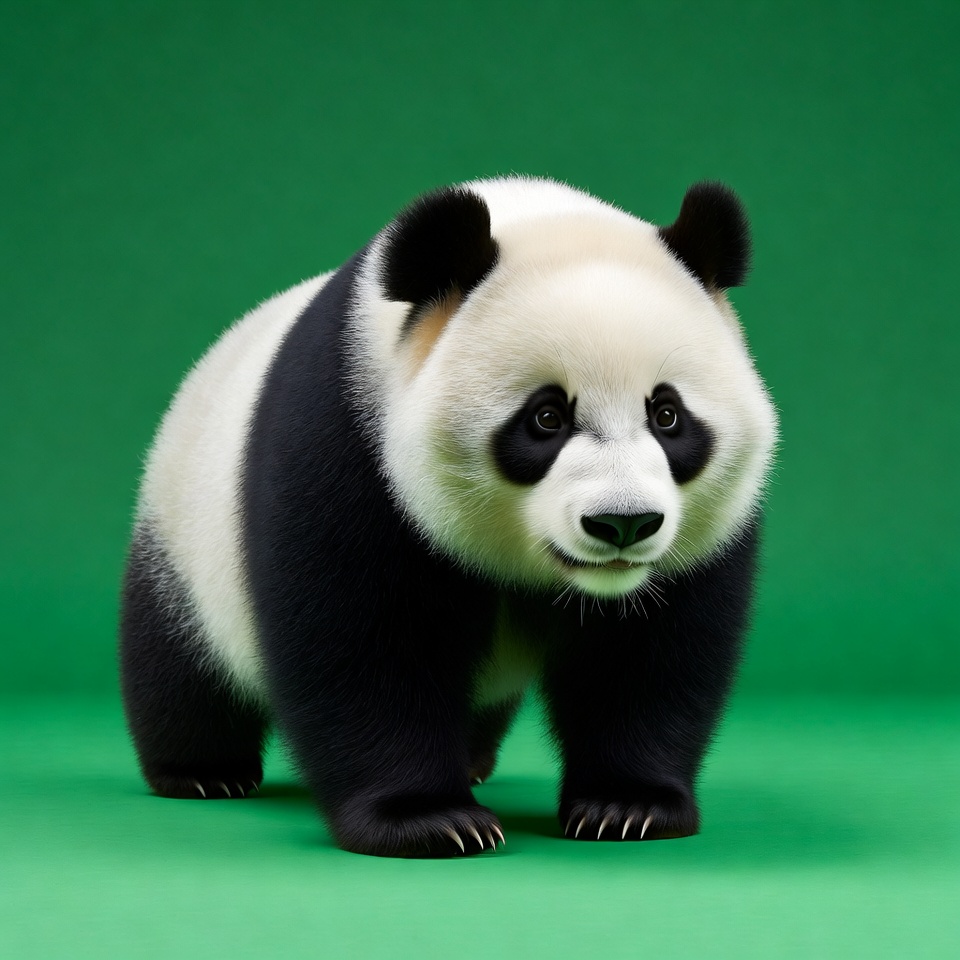 Panda standing on green background Panda standing on green background