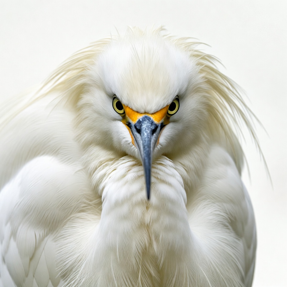 Close-up of great egret with yellow eyes Close-up of great egret with yellow eyes