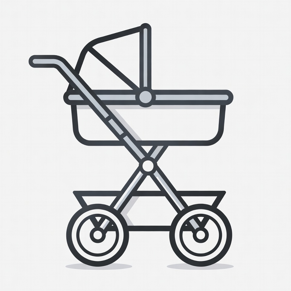 Line Art Baby Stroller Illustration Line Art Baby Stroller Illustration