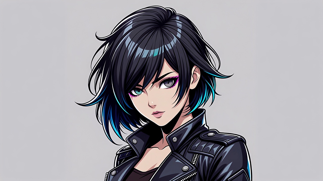 Anime girl in leather jacket Anime girl in leather jacket