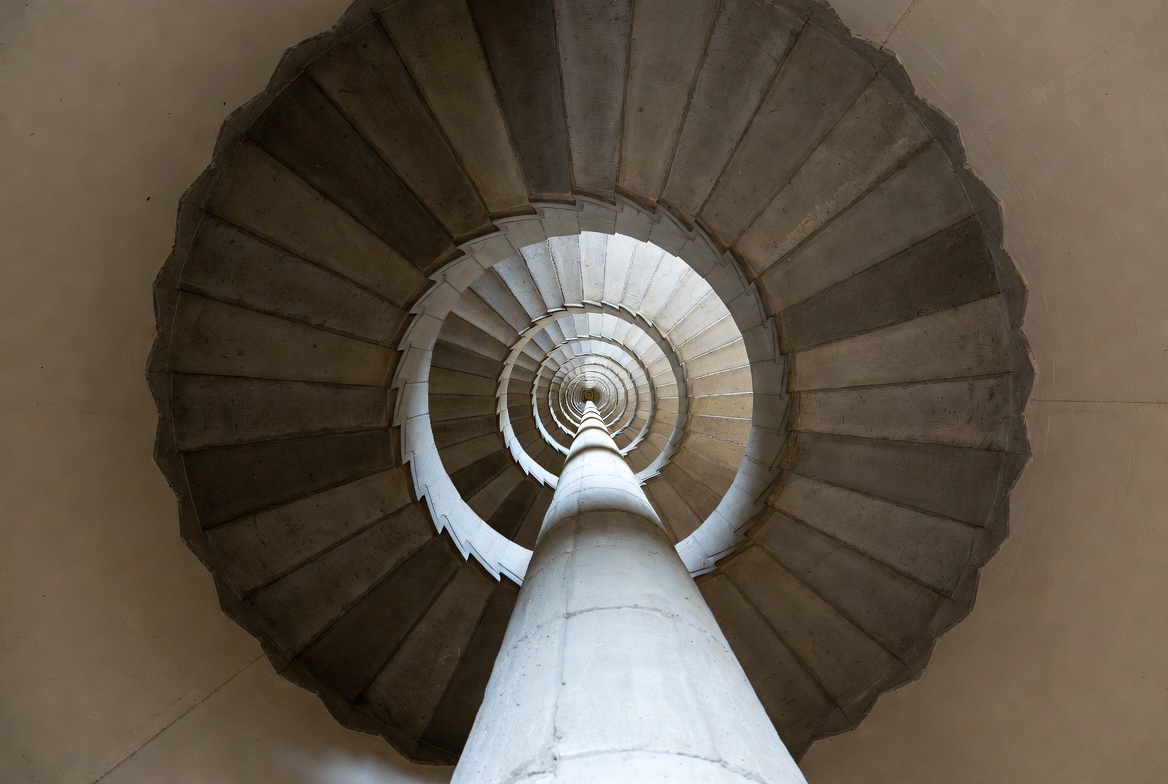 Spiral Stone Staircase from Below Spiral Stone Staircase from Below