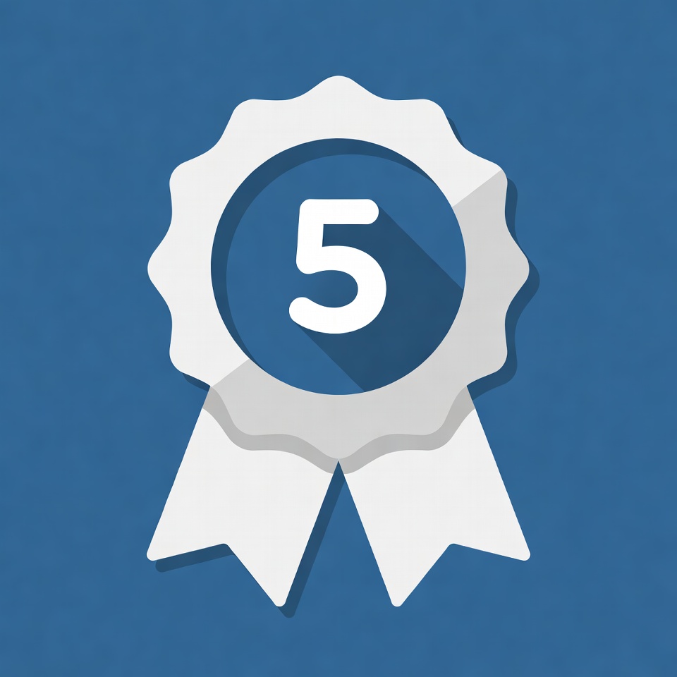 Blue 5th Place Ribbon Icon Blue 5th Place Ribbon Icon