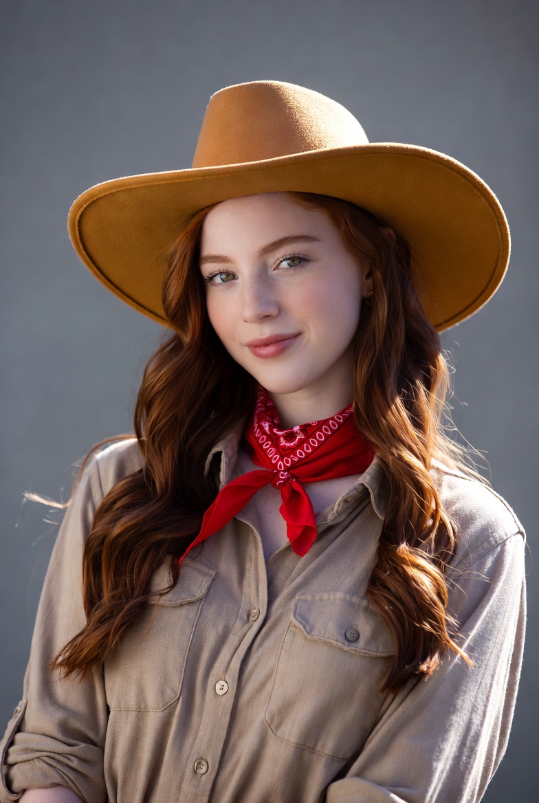 Redhead woman in cowboy hat Redhead woman in cowboy hat