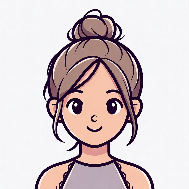 Cartoon woman with messy bun Cartoon woman with messy bun
