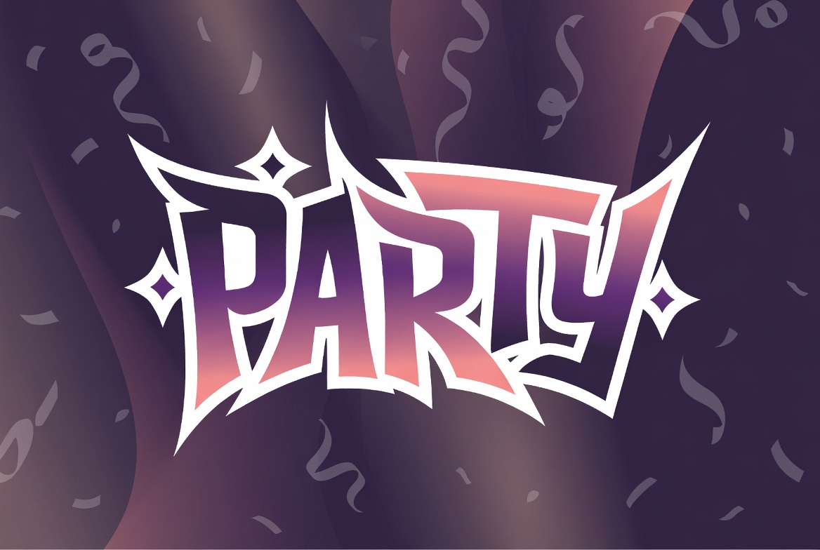 Party Text with Confetti Background Party Text with Confetti Background